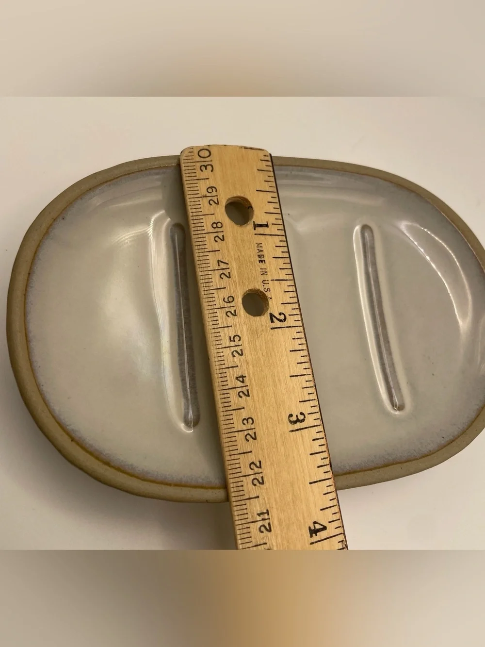 Hearth & Hand with Magnolia Stoneware Soap Dish with Tan Rim